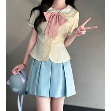 小景】布丁熊原创JK制服套装收腰衬衫女学院风夏季短袖女套装