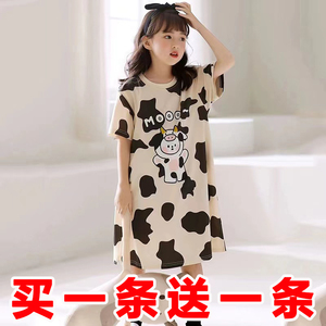 儿童睡裙女孩2024新款夏季薄款纯棉短袖睡衣女童宝宝公主裙家居服