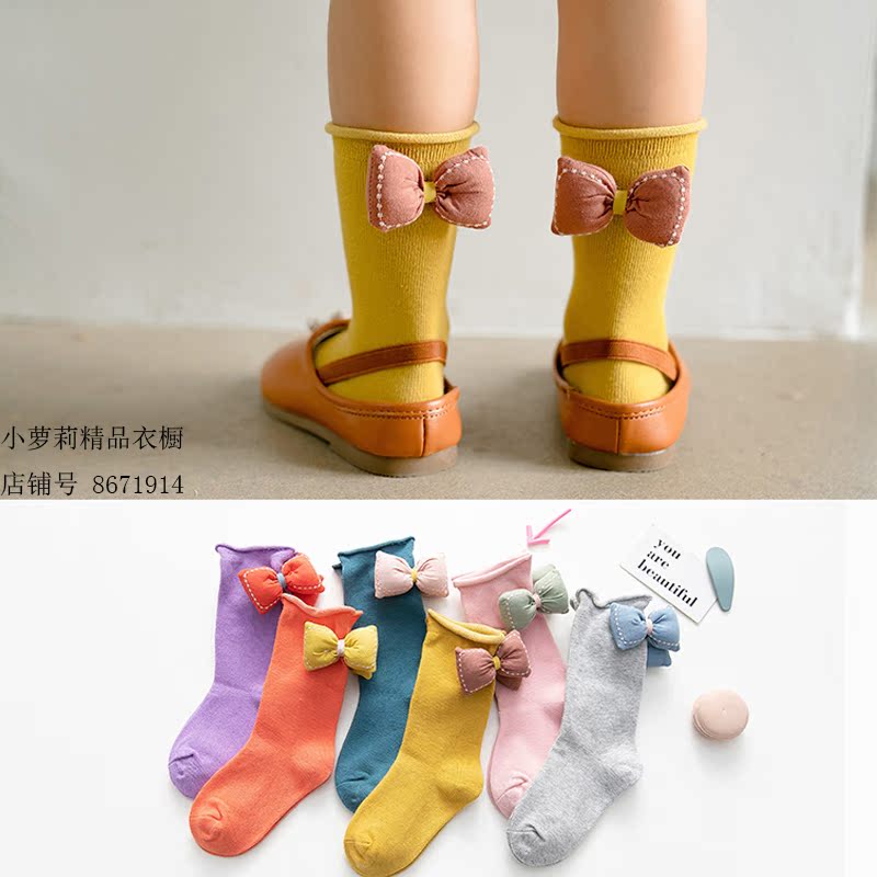 袜子女童韩国可爱立体蝴蝶结公主袜小女孩中筒袜时尚个性堆堆袜潮在类目 童装/婴儿装/亲子装, 儿童袜子(0-16岁)中 - 来自Buy2taobao.com提供专业的淘宝代购服务