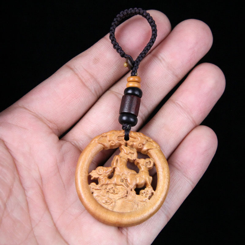 益鼎贵2025蛇年生肖属马吉祥物三阳启泰桃木钥匙扣随身礼物挂件,家居饰品,木雕,淘宝优惠券,粉丝福利购,淘宝优惠卷