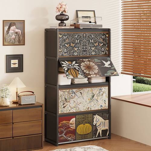 防尘大容量简易衣柜中古风