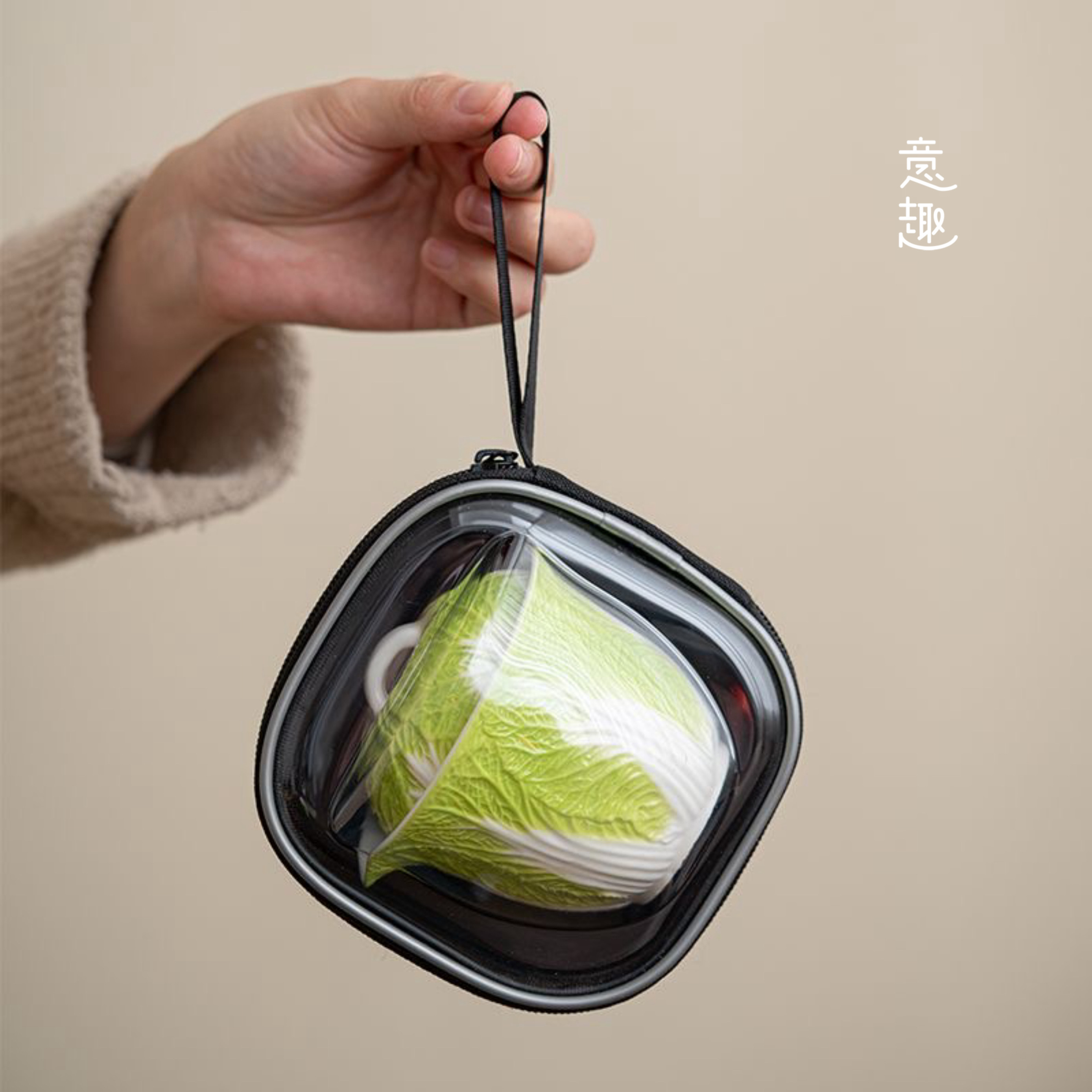 白菜旅行茶具一壶三杯套装陶瓷百财快客杯户外旅游泡茶器送礼精品