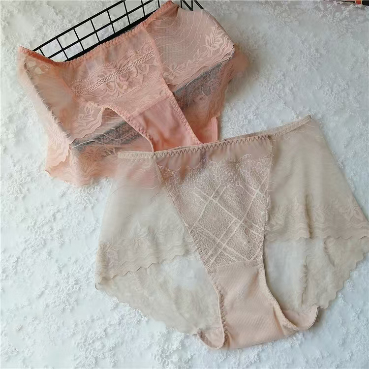 精致淡雅蕾丝网纱中低腰