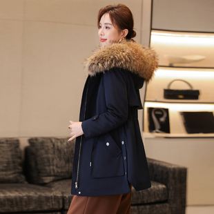 派克服女冬季新款貉子毛领小个子獭兔毛内胆可拆卸海宁皮草外套短