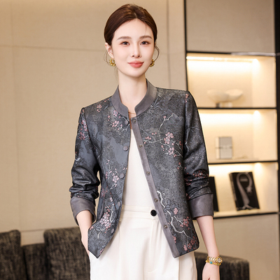 真皮皮衣女短款2025春秋季立领绵羊皮压花新款中国风外套夹克上衣