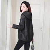 潮 休闲宽松连帽海宁绵羊皮夹克外套短款 真皮皮衣女2025春秋季 新款