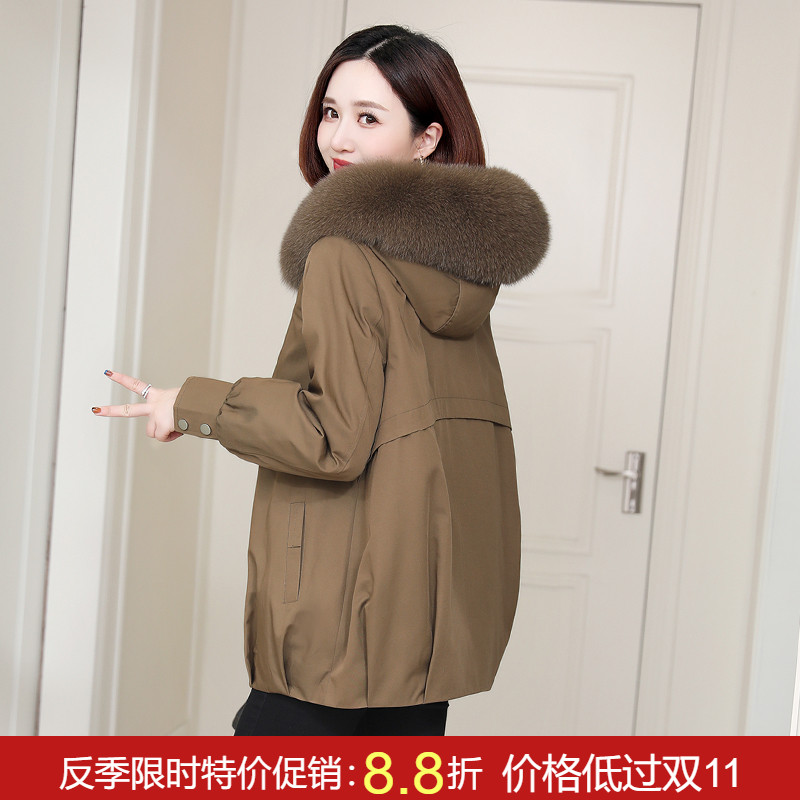 派克服女2024冬季新款韩版海宁皮草獭兔毛内胆可拆卸夹克外套短款