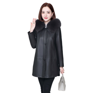 海宁真皮羽绒服女2026冬季新款狐狸毛可拆卸宽松绵羊皮外套中长款
