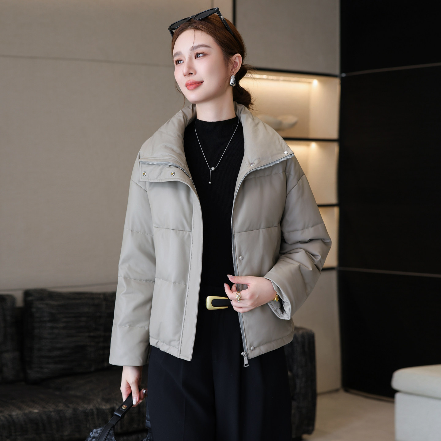 真皮羽绒皮衣女2025冬季新款立领