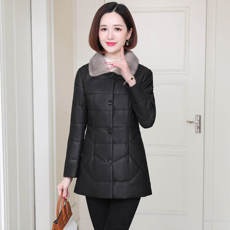 海宁真皮羽绒服女装2022冬季新款高端修身显瘦绵羊皮皮衣外套短款