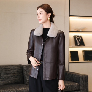 水貂毛领休闲绵羊皮羽绒服外套潮 新款 高端真皮皮衣女短款 2025冬季