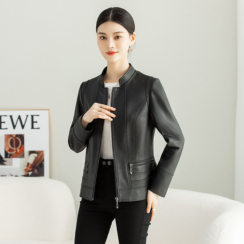 小皮衣真皮短款2025春秋季新款修身显瘦黑色海宁绵羊皮夹克外套