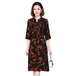 重磅龟纹香云纱真丝连衣裙女2023春夏季新款花萝桑蚕丝裙子中长款