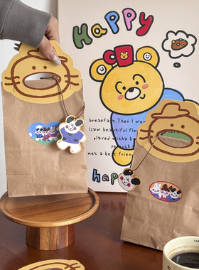 2026饼干包装袋烘焙曲奇雪花酥蛋黄酥手提袋可爱牛皮纸立袋空袋子