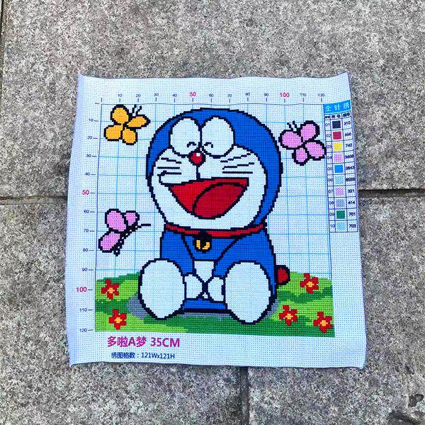 兔妈妈纯手工十字绣成品机器猫叮当猫可爱卡通交作业小幅