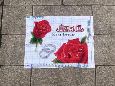 纯手工十字绣成品真爱永恒玫瑰花戒指结婚送礼爱情客厅卧室包邮