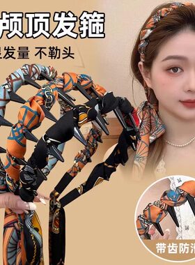 宫廷繁花飘带发箍女2026年新款时尚发带丝巾绑发外出百搭编发头饰