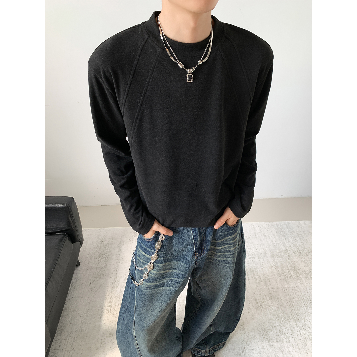 黑色cleanfit长袖t恤德绒打底衫