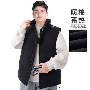 胖童装男童冬季马甲外穿加肥加大秋装初中生坎肩马夹外套加厚冬款