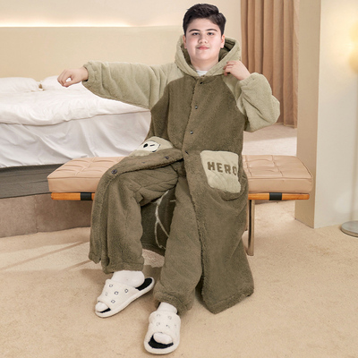 胖童装男童睡袍加肥加大加绒加厚