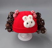 婴儿2025假发帽子春秋款 新生儿针织初生胎帽公主可爱女宝宝卷发冬