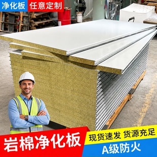 岩棉夹芯板彩钢板防火A级洁净化车间活动板房保温板隔墙板厂房