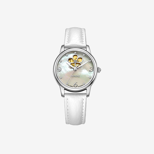 雷诺女士贝母表盘镂空机械表