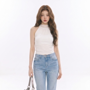 网纱飘带挂脖无袖吊带背心女2026夏季修身显瘦女上衣