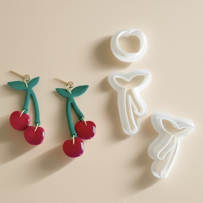 小樱桃软陶耳环模具粘土切模白色3D打印耳饰胸针发夹diy制作工具