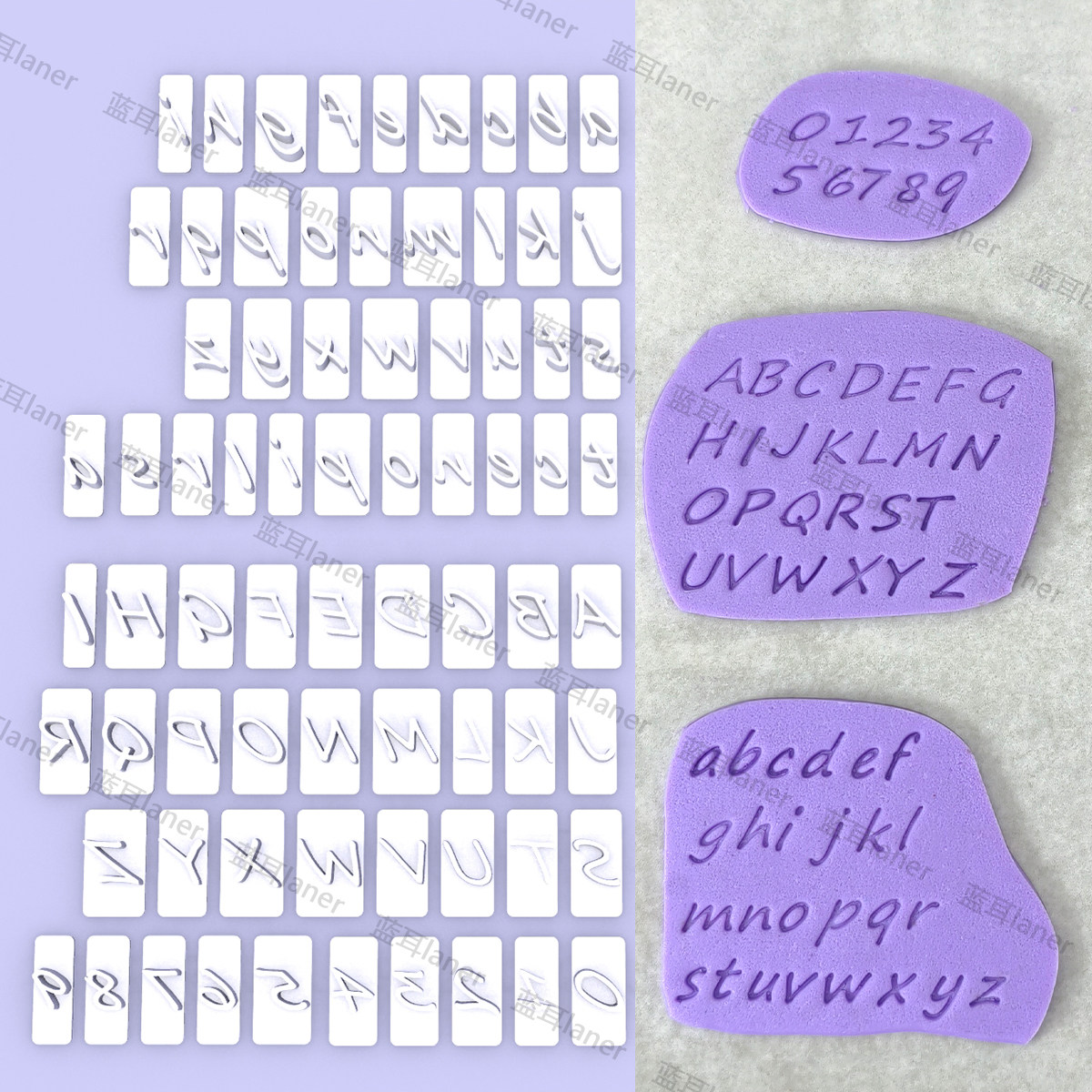手写英文小写字母数字大写字母粘土冰箱贴软陶耳环印章模具带卡槽