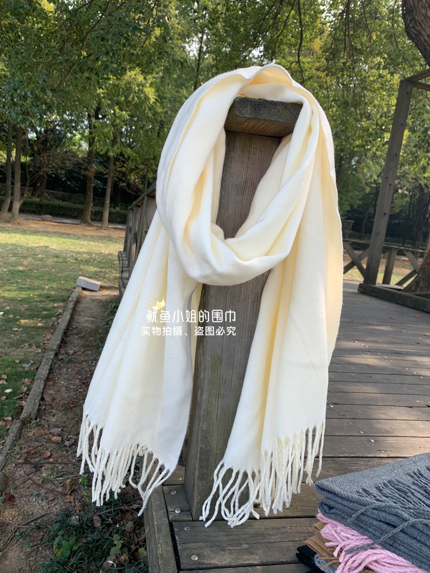 米白色围巾女冬季围脖仿羊绒柔软糯奶白日系纯色百搭保暖韩版学生