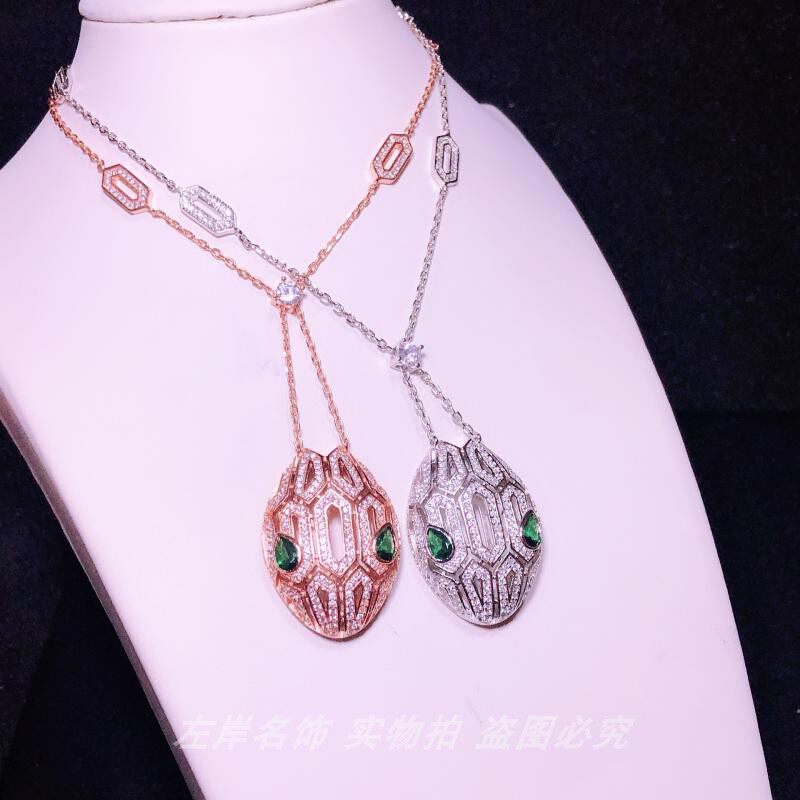 镂空蛇头项链欧美时尚镶满钻绿眼蛇短链女士颈链掉钻长短可调节
