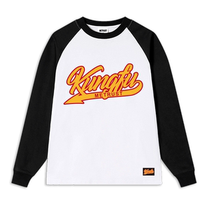 蜜丘琳KUNGFU功夫系列国潮说唱街舞滑板嘻哈宽松纯棉插肩长袖T恤