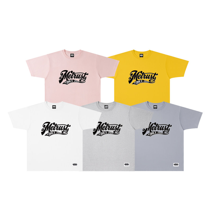 蜜丘琳Metrust字母印花短袖T恤男女同款宽松街舞落肩袖上衣