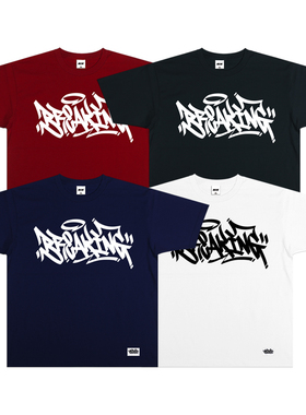 蜜丘琳BREAKING涂鸦BBOY小领口短袖 街舞嘻哈滑板说唱重磅短袖