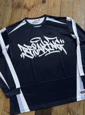 蜜丘琳Breaking速干街头涂鸦BBOY街舞长袖复古运动宽松小领口长袖