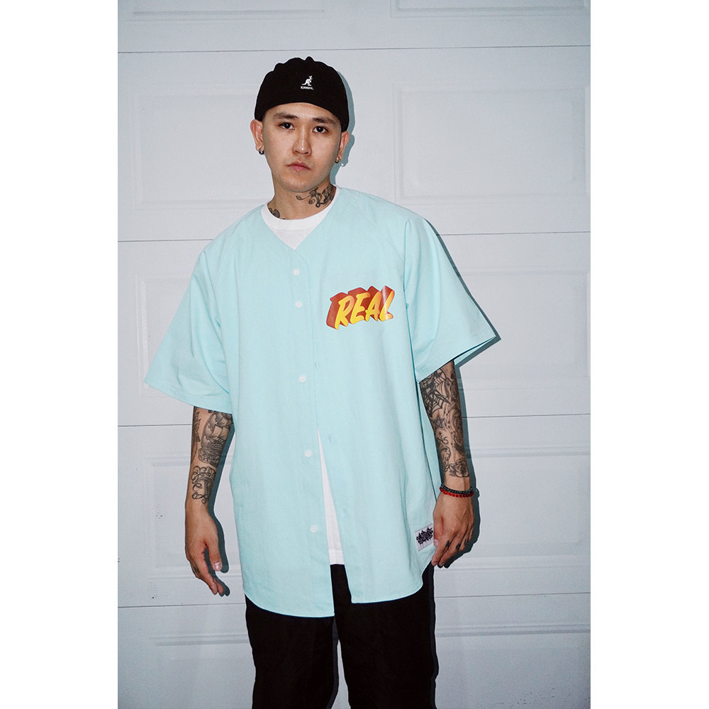 蜜丘琳keep real保持真实 国潮街舞滑板说唱嘻哈bboy潮人棒球衫