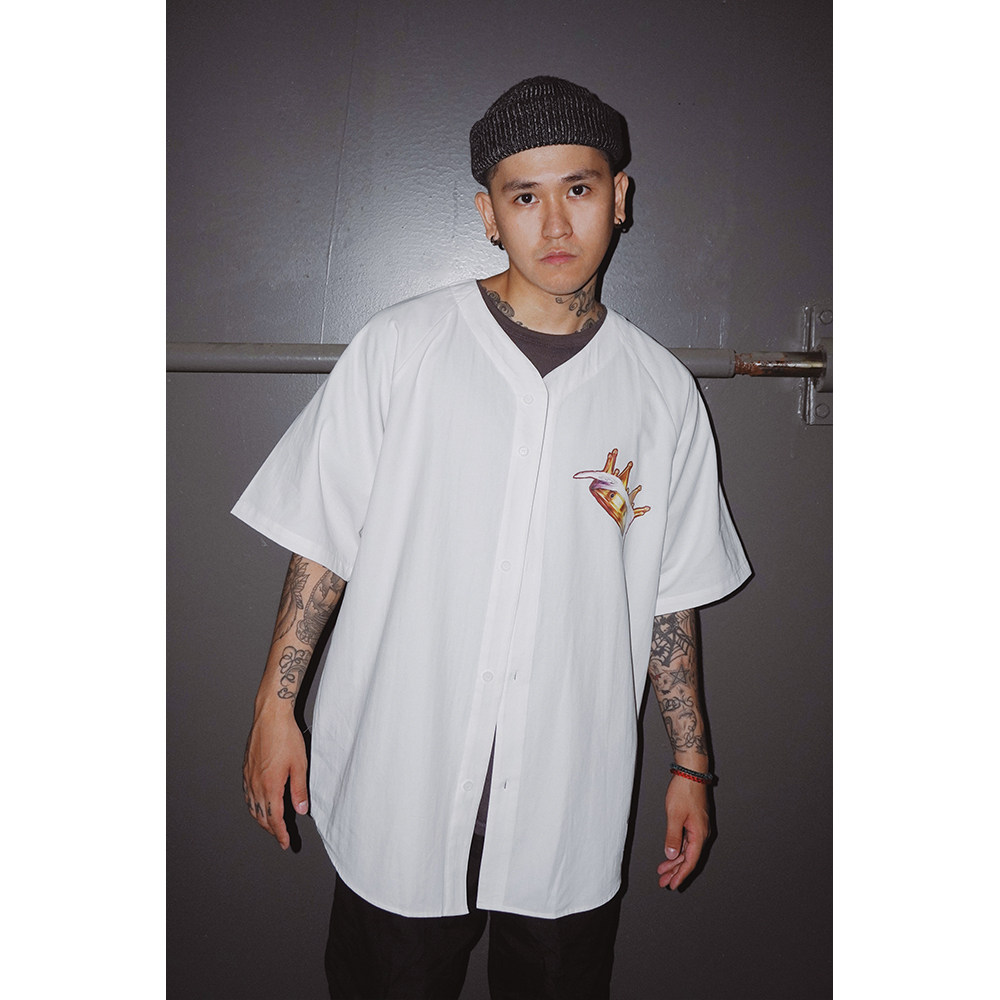 蜜丘琳匪帮说唱传奇嘻哈皇冠复古街舞说唱国潮宽松重磅棒球衫短袖