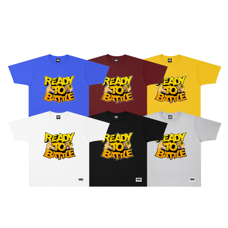 蜜丘琳美式嘻哈风字母印花短袖T恤男女宽松小领口街舞上衣