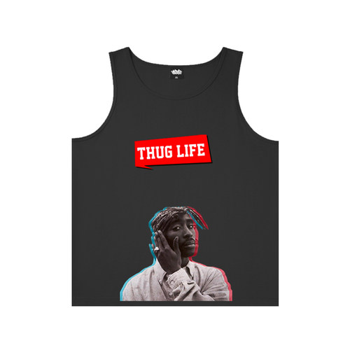 蜜丘琳THUGLIFE纯棉黑色背心
