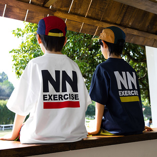 儿童宽松速干上衣2026新款 男童美式 夏季 T恤衫 街头风字母印花短袖