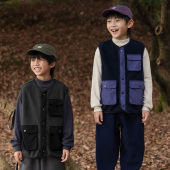 户外外套中大儿童保暖背心潮流百搭 工装 男童加绒马甲山系童装 日式