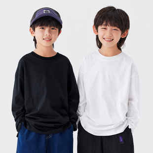 长袖 童装 上衣潮 纯色简约街舞T恤儿童纯棉舒适亲肤打底衫 男童春装