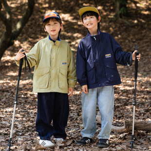 山系轻防水外套 儿童春秋开衫 男童秋装 撞色拼接立领冲锋衣2025新款