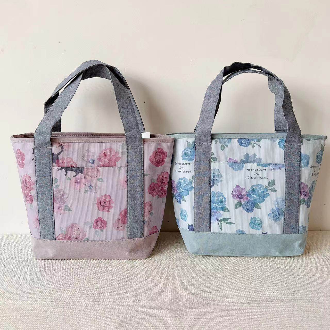 2026日本kusuguru刺绣黑猫手提包手拎包提花数码印逛街购物通勤包,箱包皮具/热销女包/男包,时尚帆布包,淘宝优惠券,粉丝福利购,淘宝优惠卷