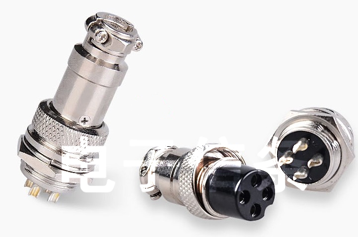 GX16-4P/4芯 航空插头 连接器 直头弯头 对接式