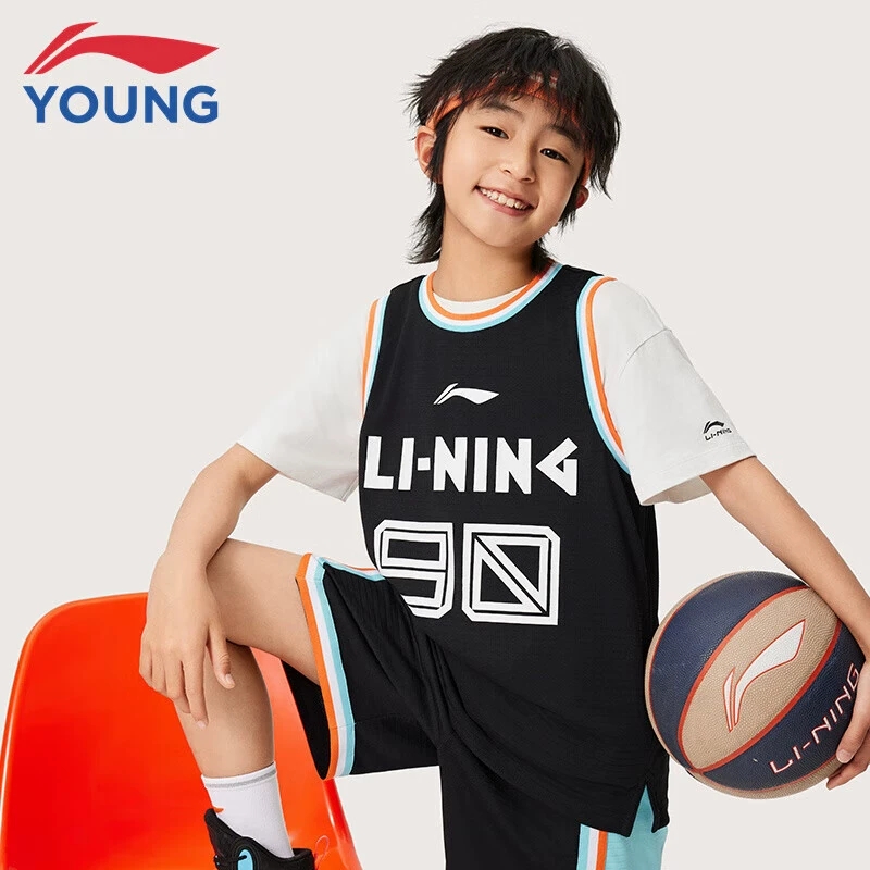 李宁儿童篮球服男中大童2025夏季新款青少年速干比赛训练运动套装