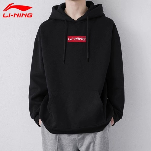 李宁卫衣男春季新款连帽上衣黑色潮流大码春秋运动休闲宽松外套男