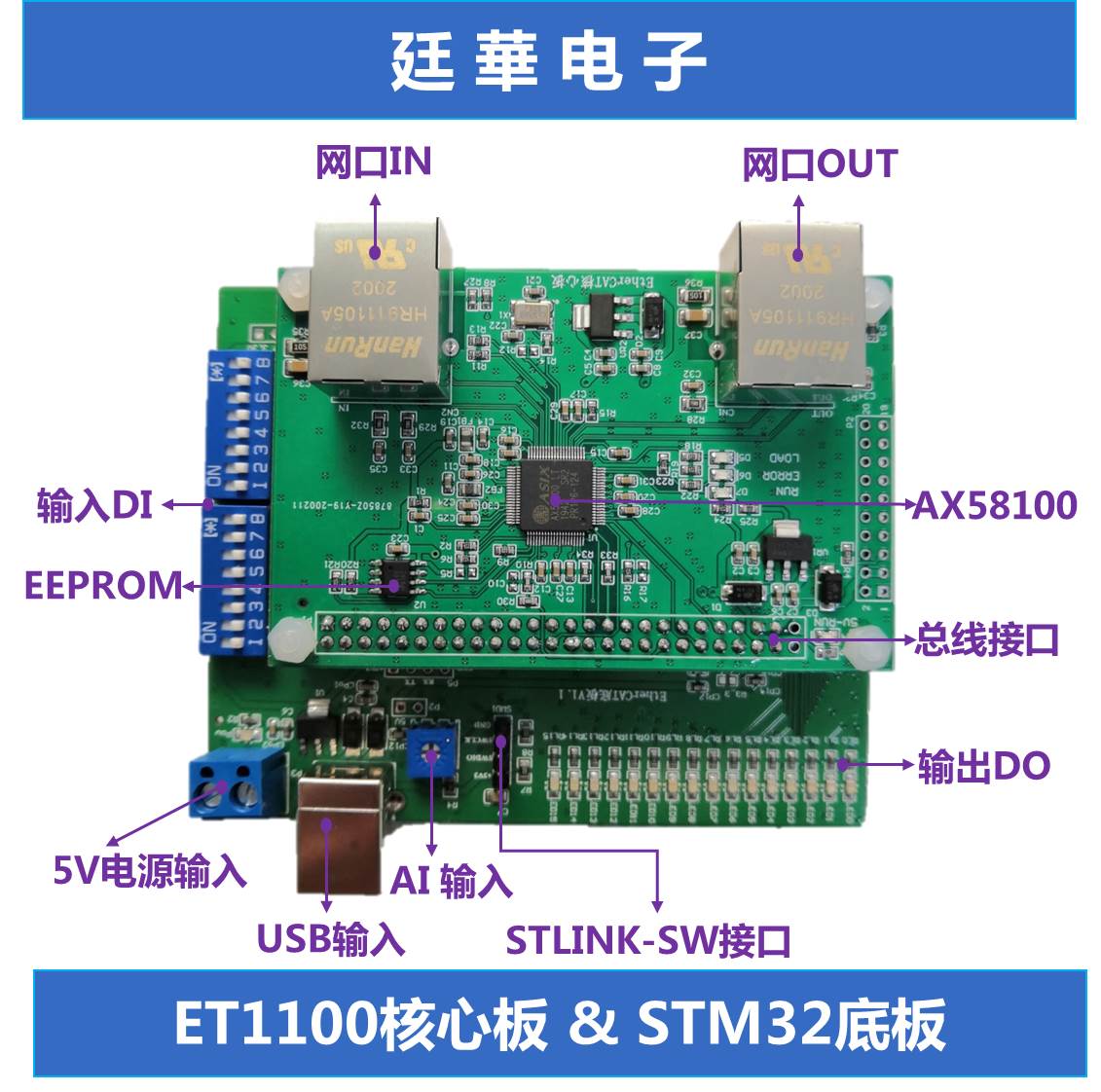 EtherCAT开发板 STM32+ET1100/AX58100/LAN9252 CAN/485接口 电子元器件市场 开发板/学习板/评估板/工控板 原图主图