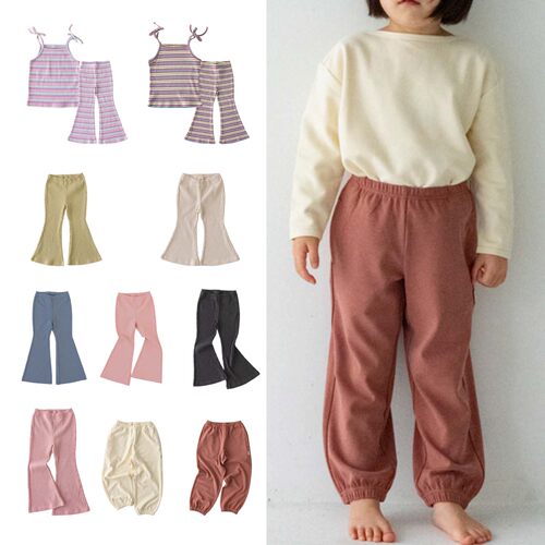 现货▲日本solii+sola 26ss 女童日常休闲喇叭裤长裤吊带上衣